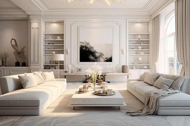 Premium AI Image | Warm tones of modern living room interior with ...