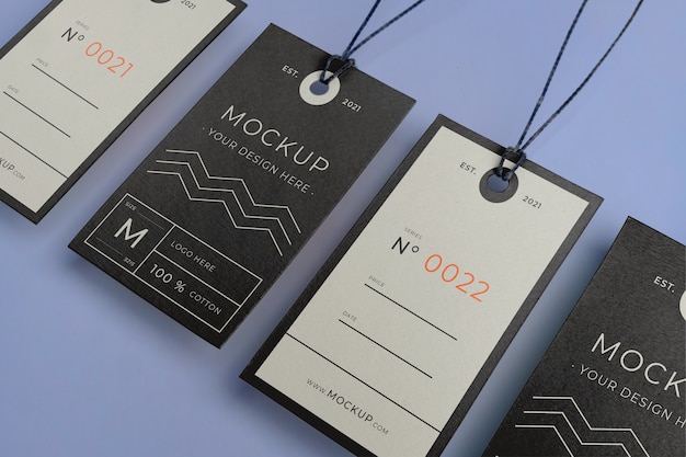 Premium PSD | Top view of hang tag mockup