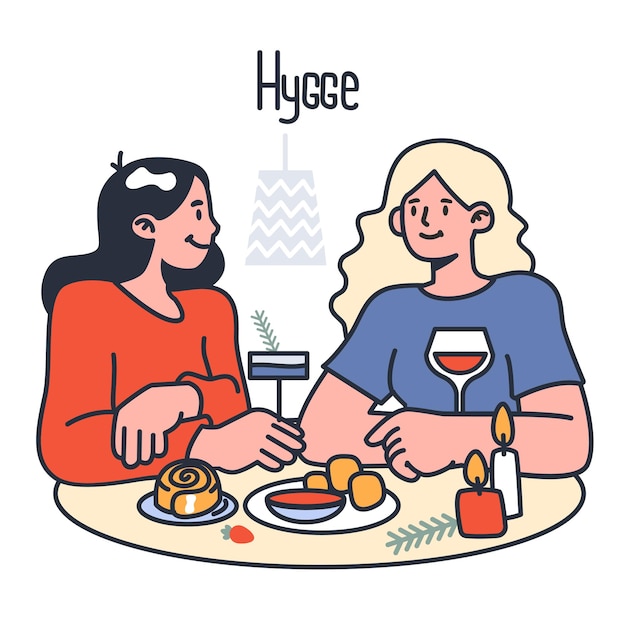 Premium Vector | Hygge concept scandinavian lifestyle approach or ...