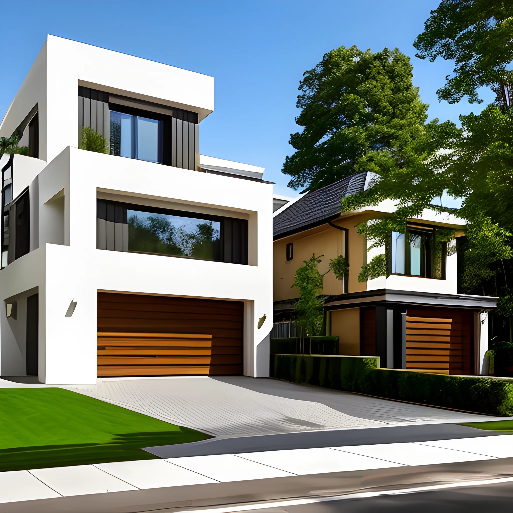 A modern 3-storey house architecture with large driveway, Alphon ...