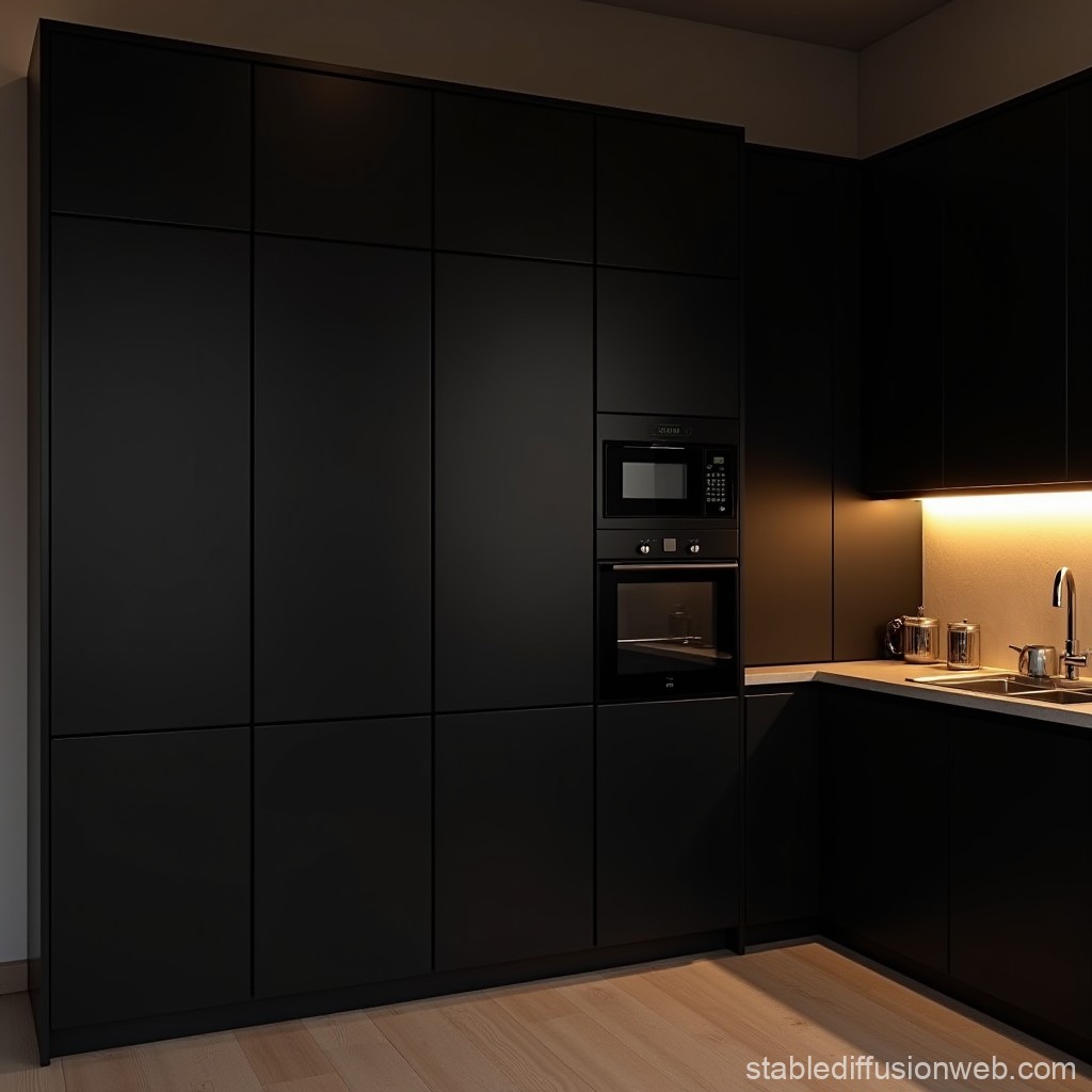 Sleek Kitchen Interior with Warm Lighting | Stable Diffusion Online