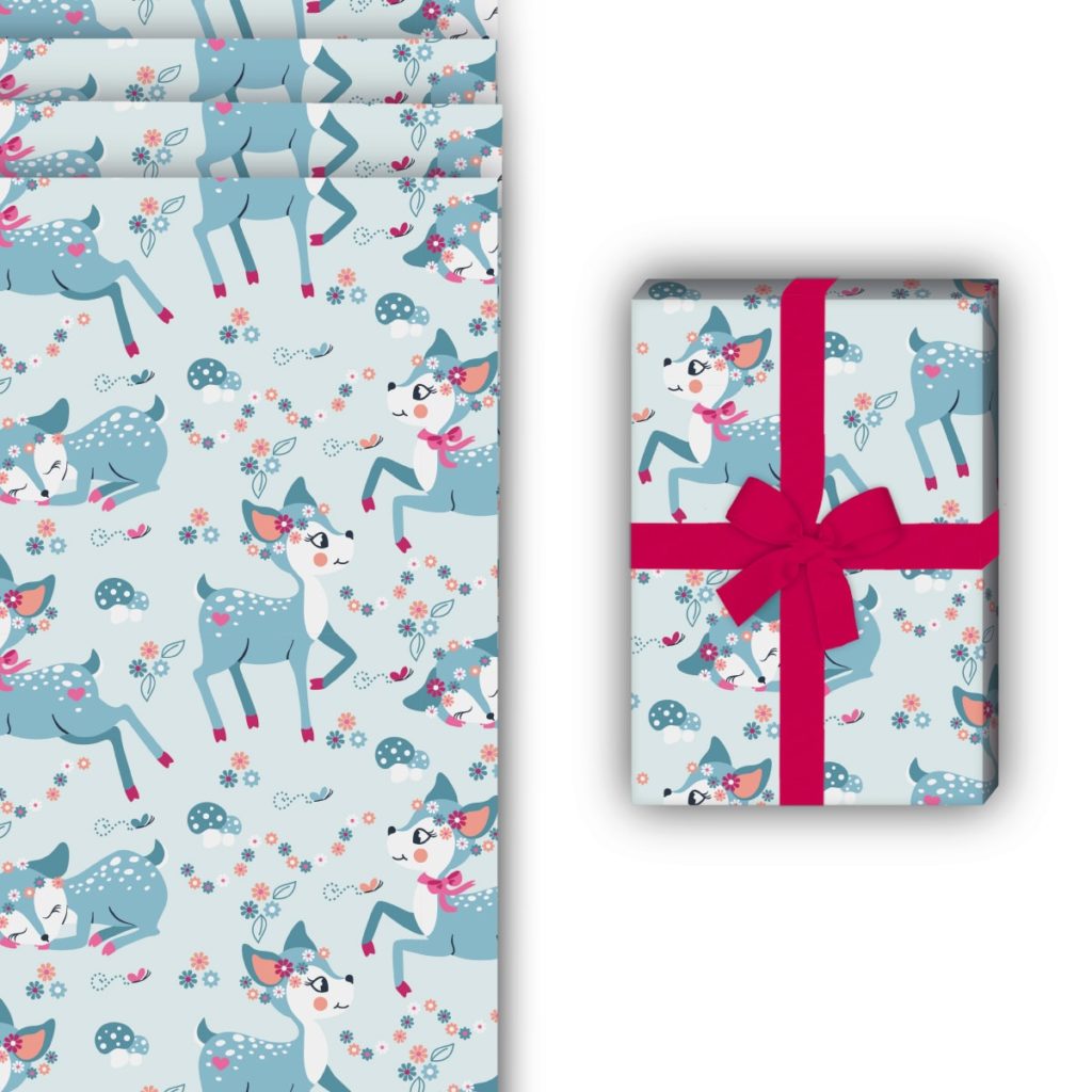 Süßes 70er Jahre Bambi Geschenkpapier mit Blüten im Retro Vintage Look ...