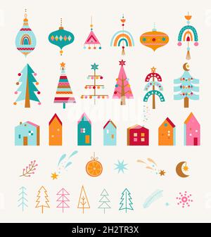 Nordic, Scandinavian winter elements and Hygge concept design, Merry ...