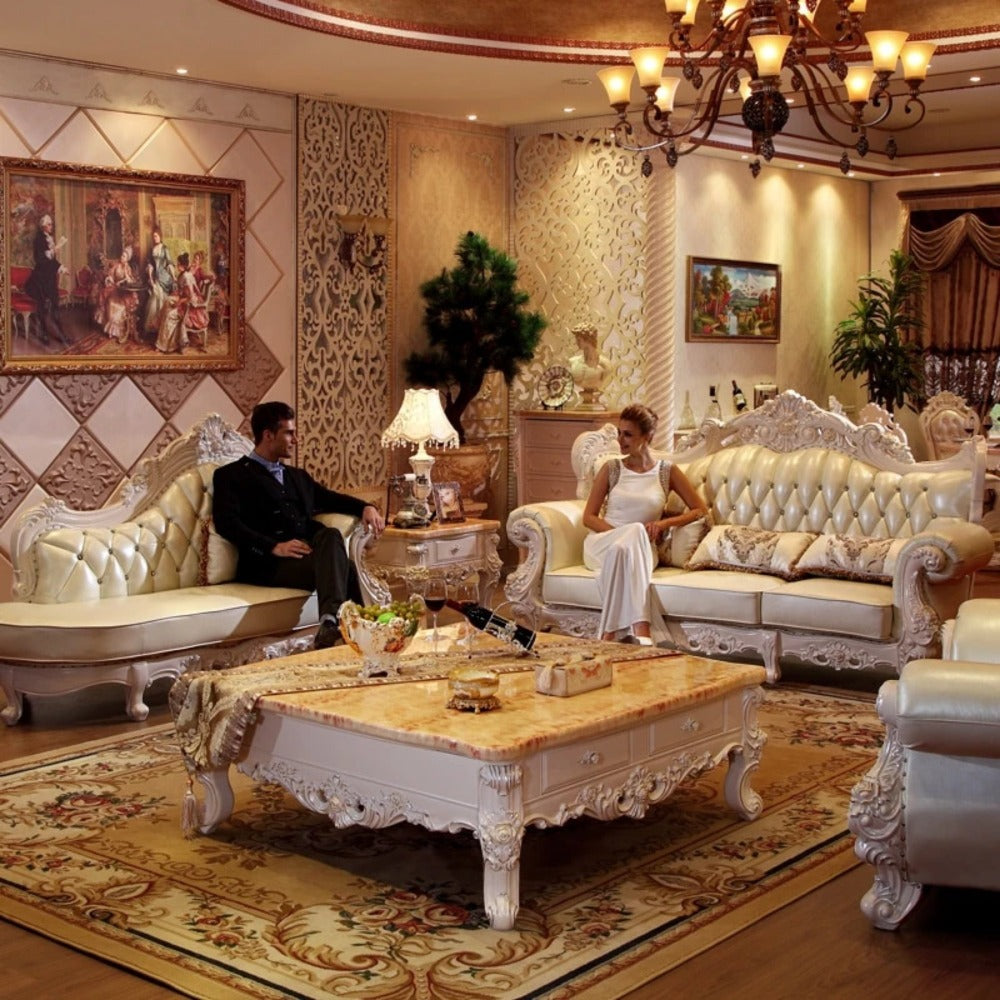 Liville Style Classic Leather Sofa Set for Elegance - Online Furniture ...