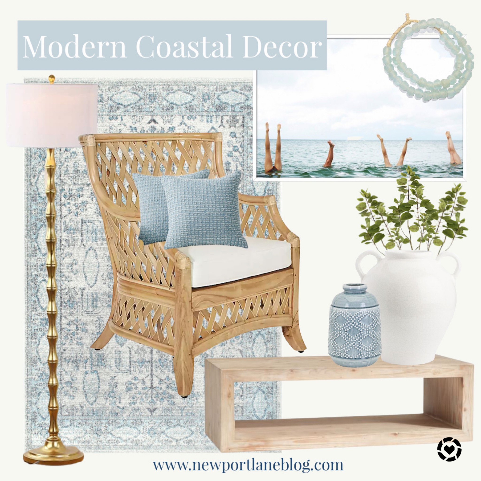 Modern Coastal Living Room Decor Newport Lane