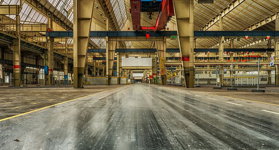 gray, concrete, building, interior, ], architecture, crane, empty | Piqsels