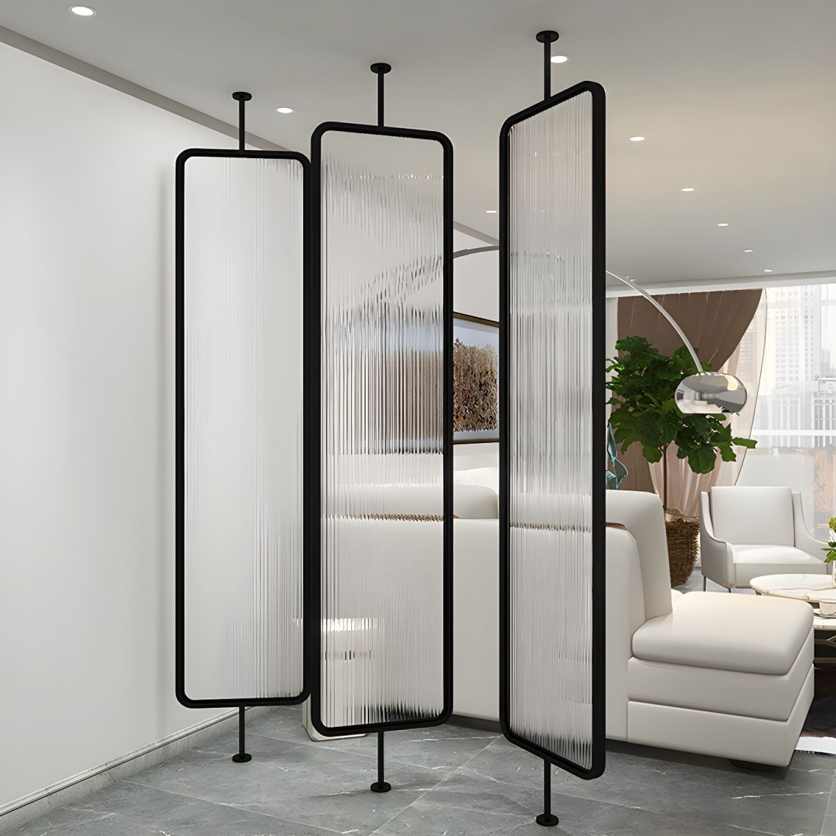 Contemporary Glass Room Divider Hanging Screen for Living Room Room ...