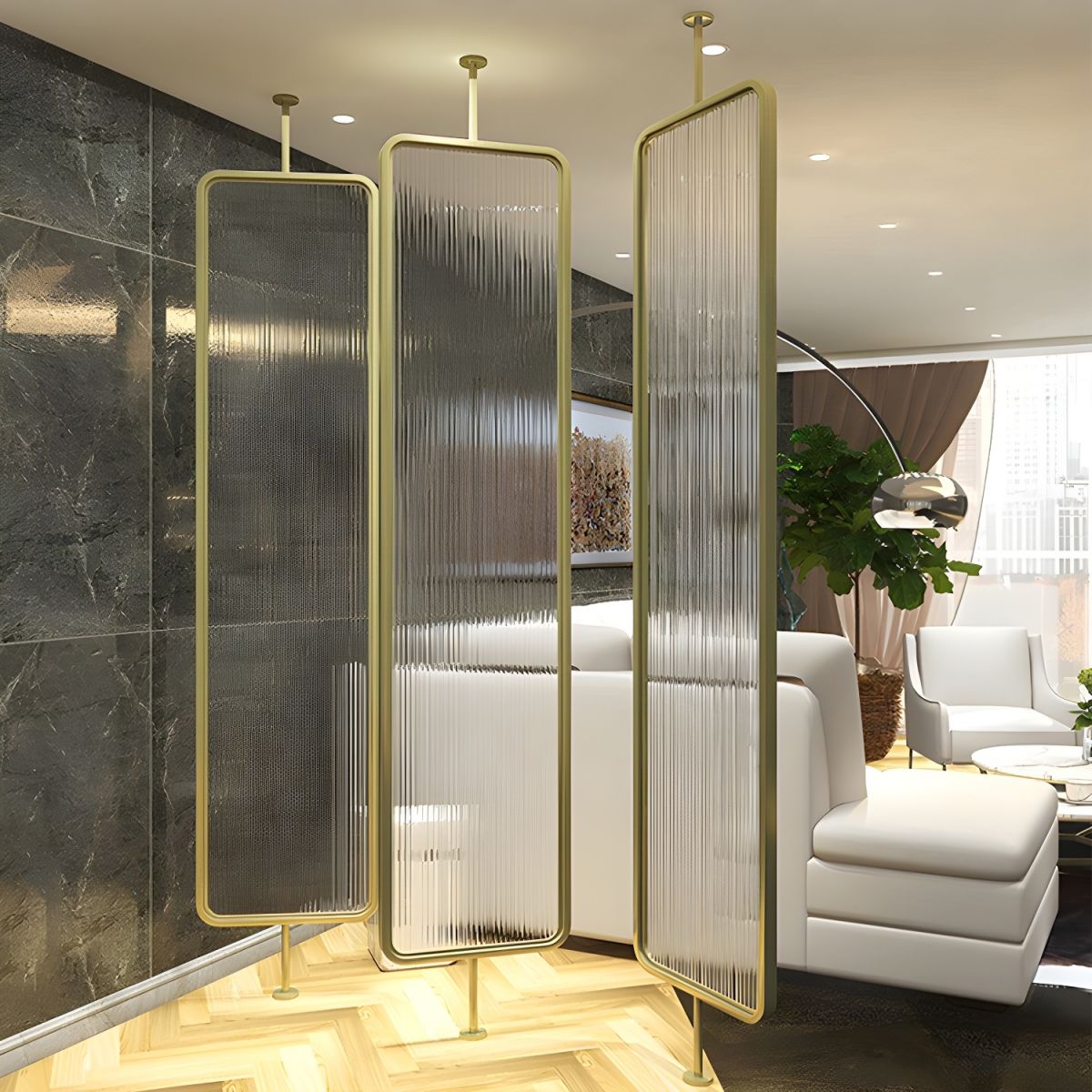 Contemporary Glass Room Divider Hanging Screen for Living Room Room ...