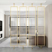Glam Hanging Room Divider with Glass Screen and Iron Frame for Home ...