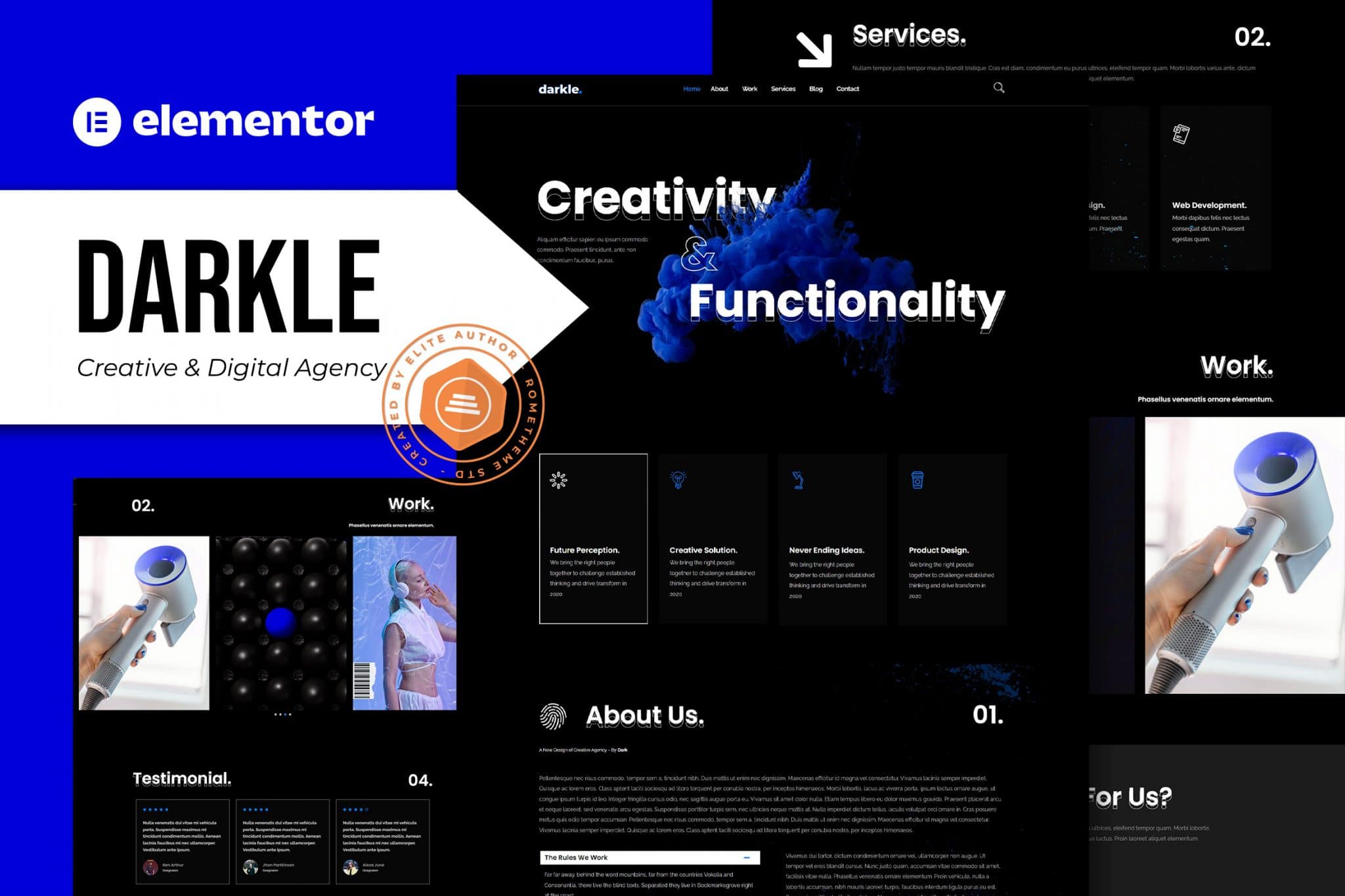 Darkle - Creative & Digital Agency Elementor Template Kit - Rometheme