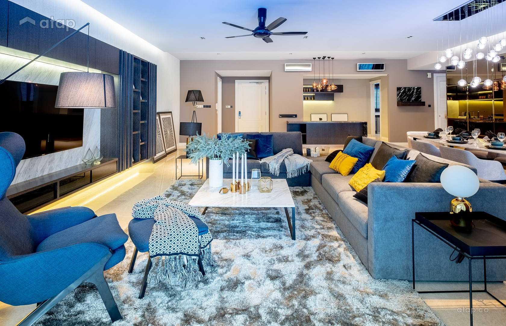 Classic Contemporary Family Room Living Room condominium design ideas ...