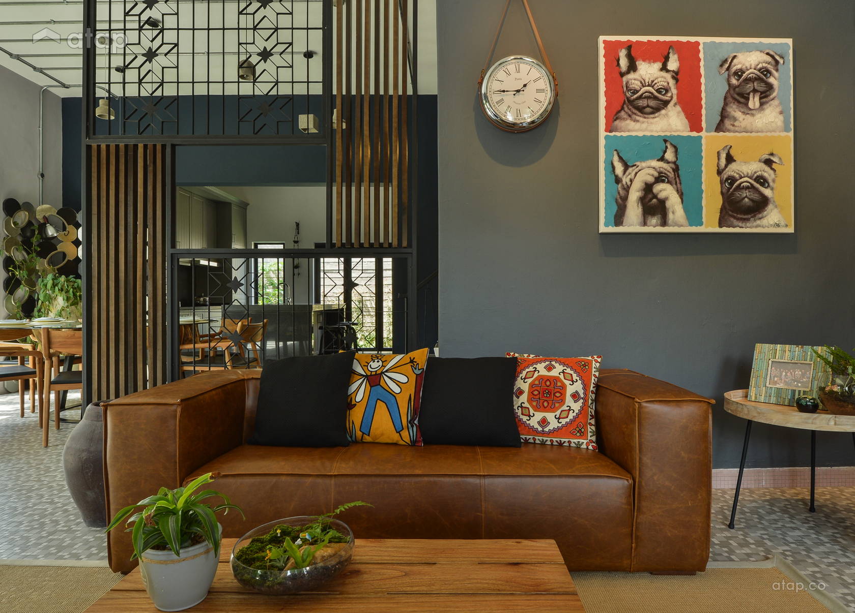 Rustic Vintage Family Room Living Room semi-detached design ideas ...