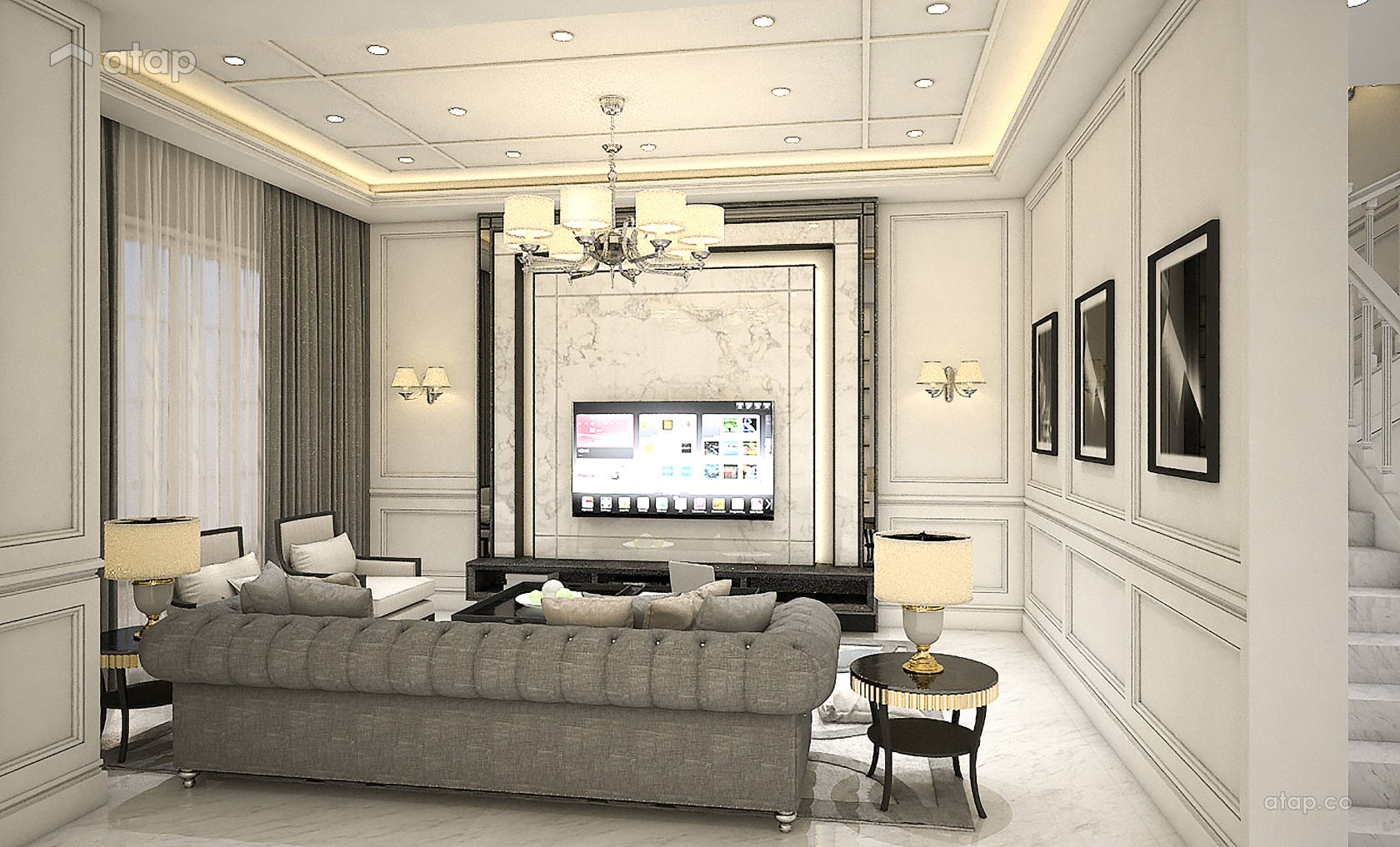 Classic Living Room bungalow design ideas & photos Malaysia | Atap.co