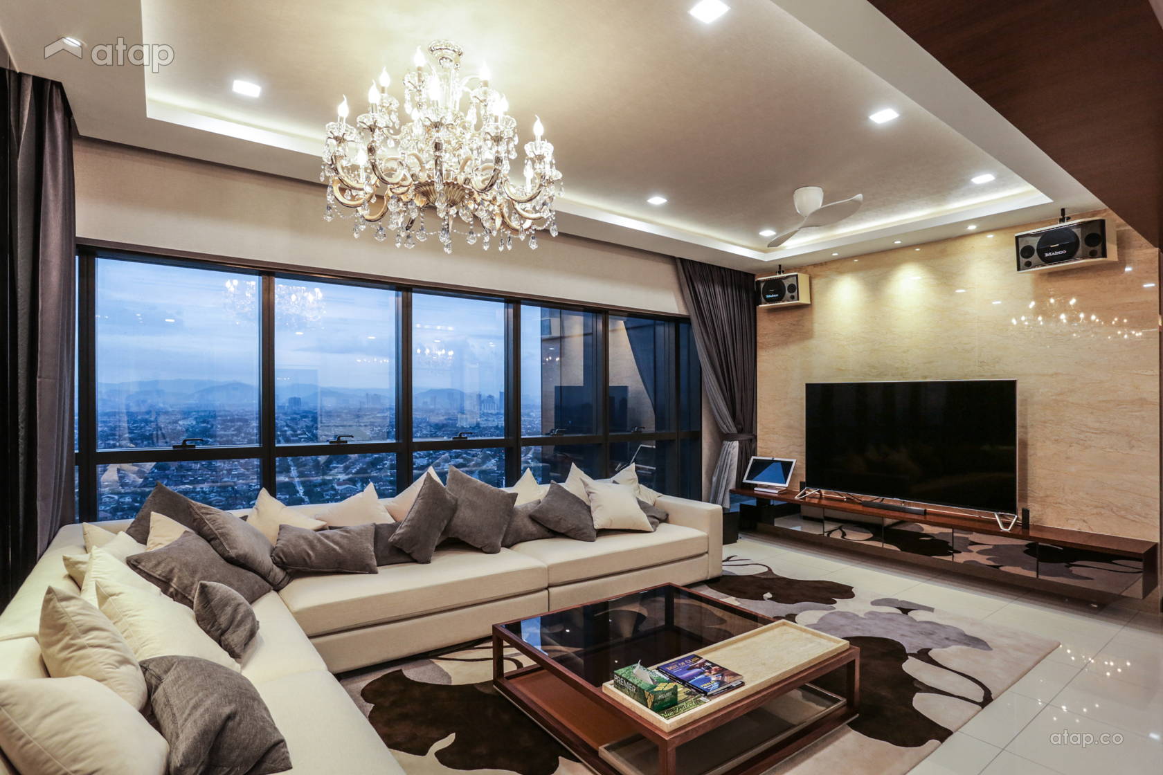 Classic Contemporary Family Room Living Room condominium design ideas ...