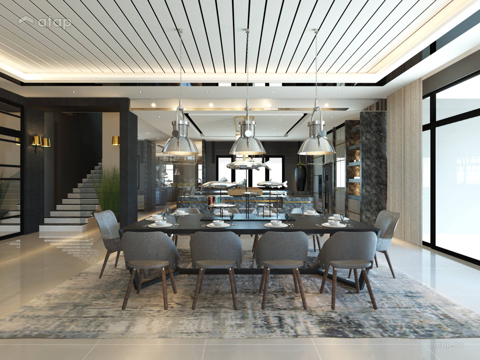 Classic Modern Dining Room bungalow design ideas & photos Malaysia ...