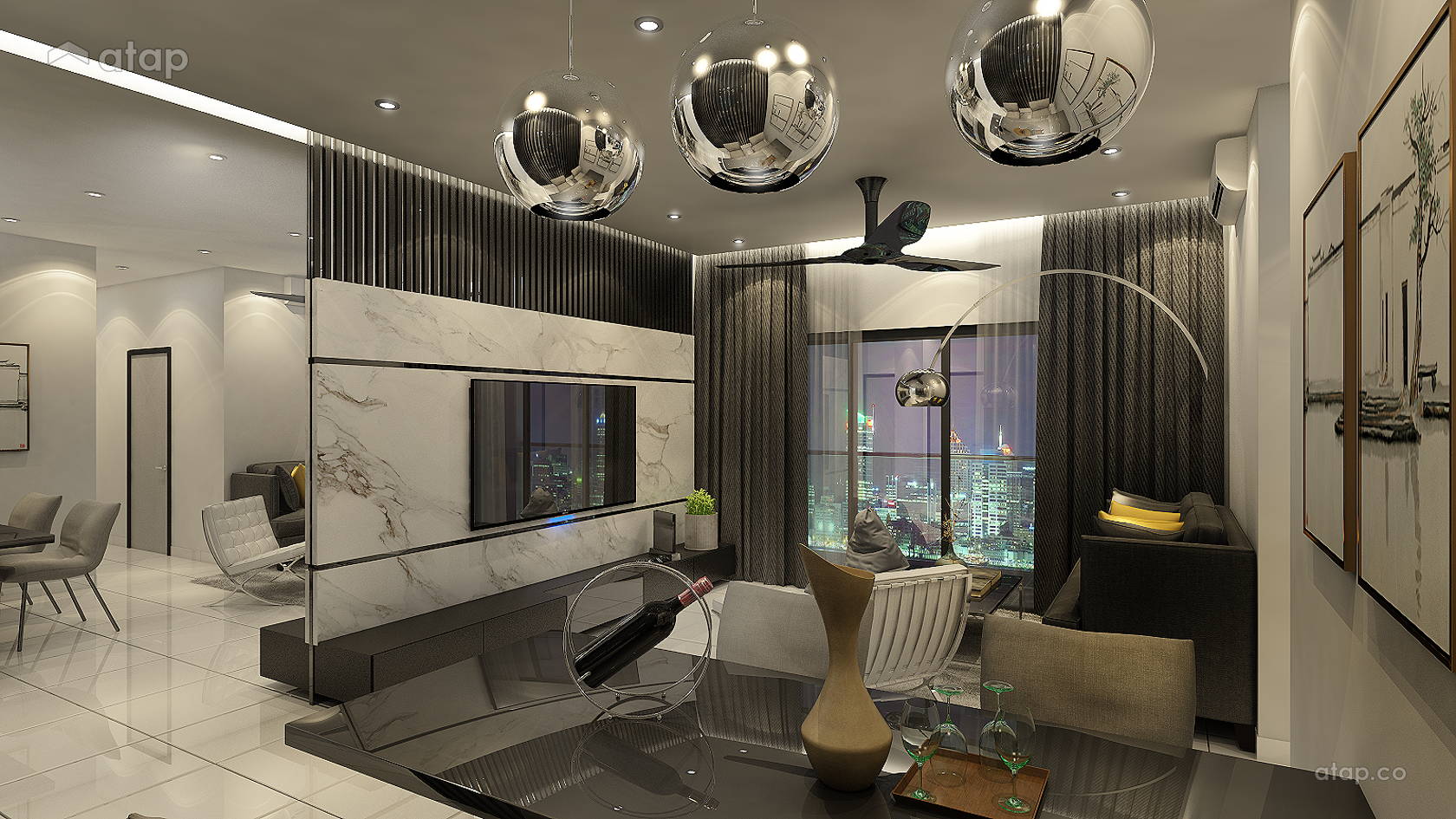 Modern Living Room condominium design ideas & photos Malaysia | Atap.co