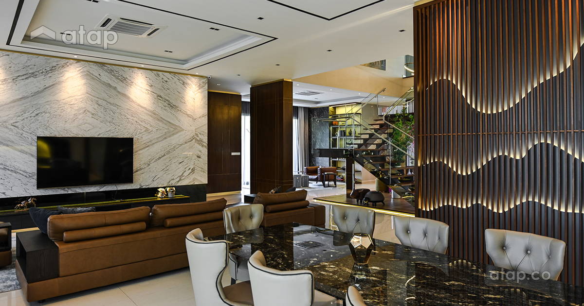 Contemporary Modern Dining Room Living Room bungalow design ideas ...