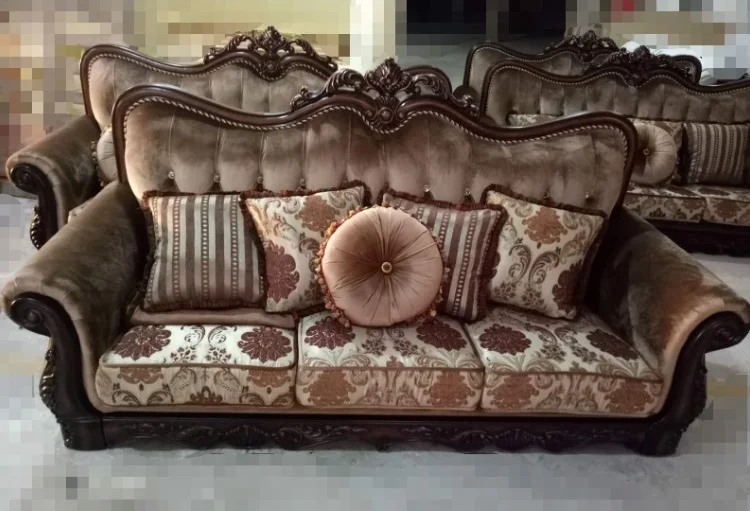 Antique Sofa Set Design for Living Room WA533 - Solid Wood Frame ...