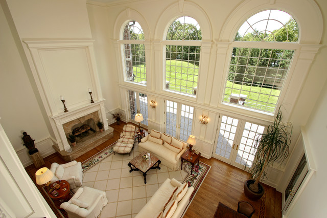 Living Room with Arched Windows - Traditional - Living Room ...