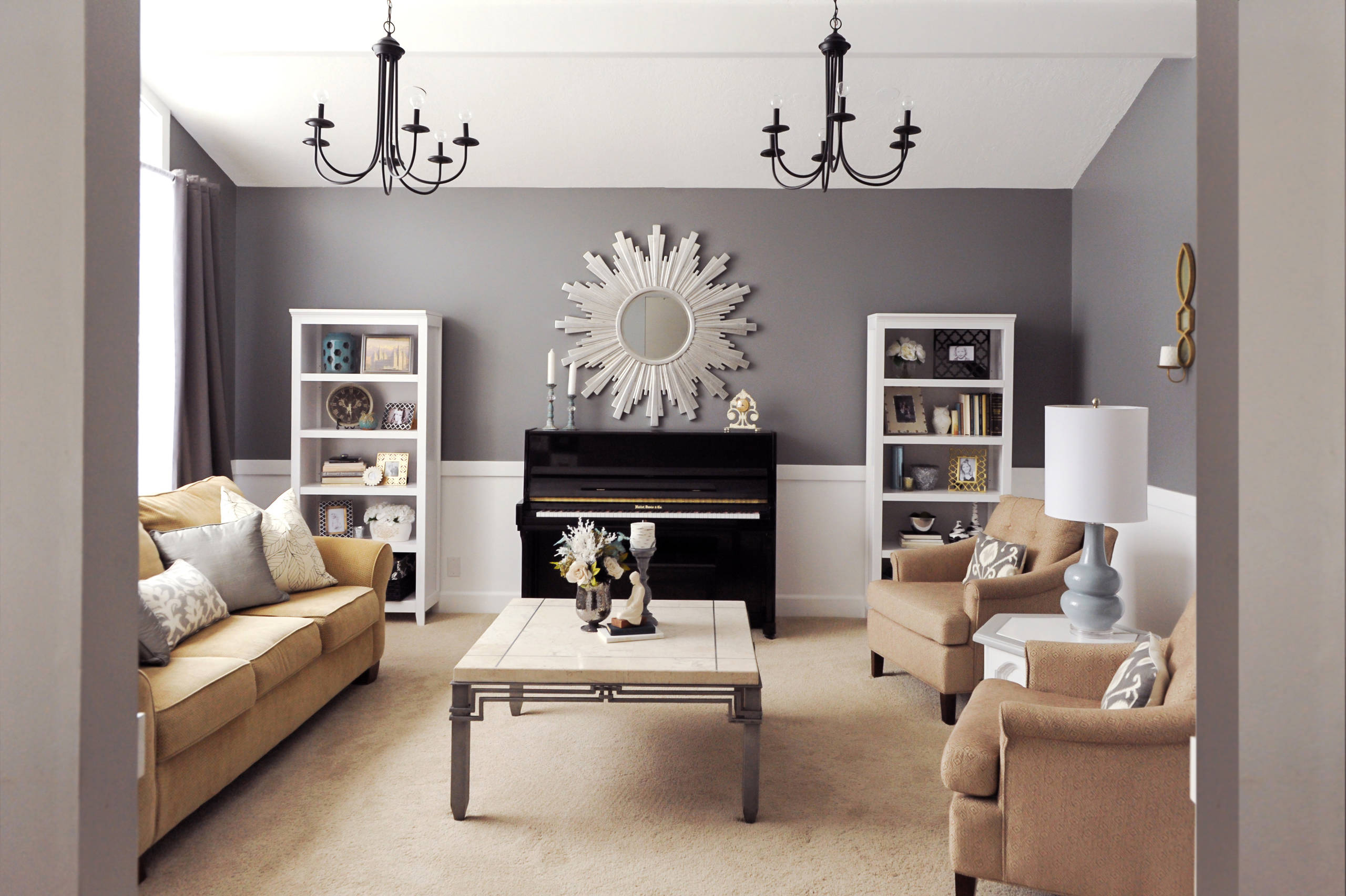 Living Room Two Tone Wall Colors Examples - Mariiana-blog