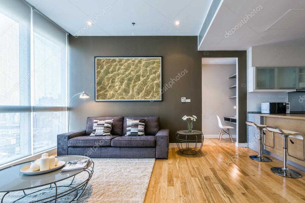 Living room with big window Stock Photo by ©AnnaTamila 56273359