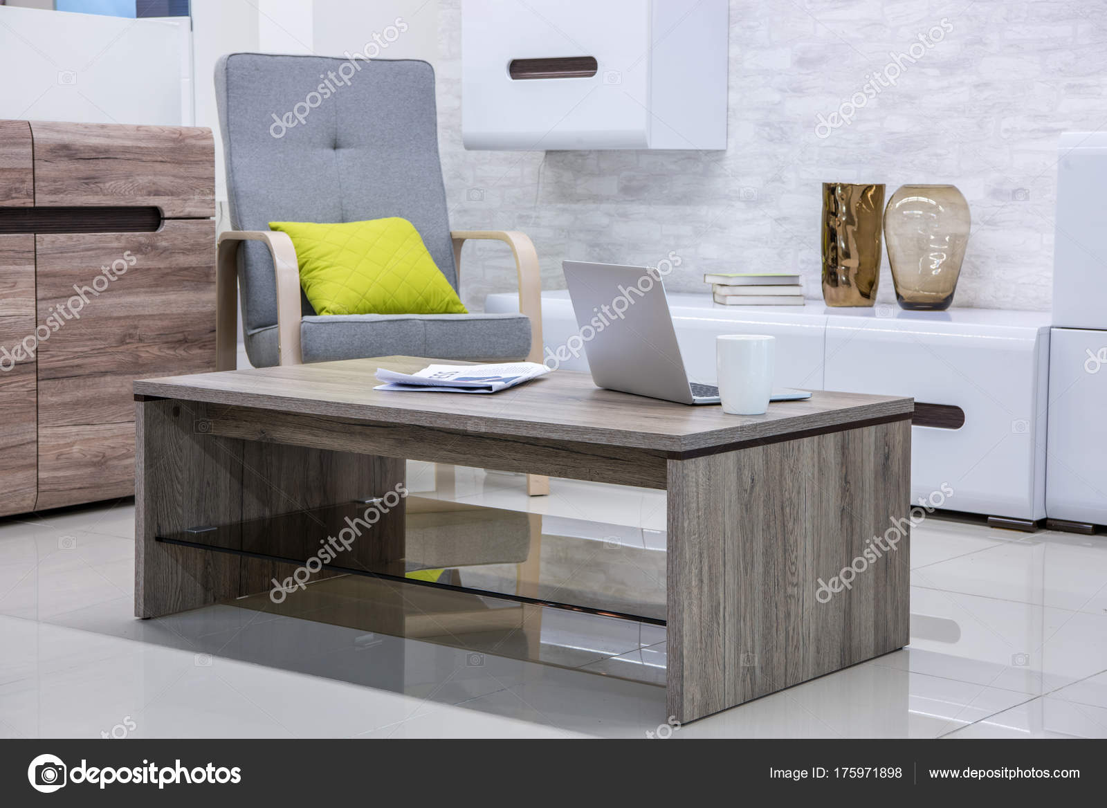 Modern Living Room Interior Laptop Table — Stock Photo © VitalikRadko ...