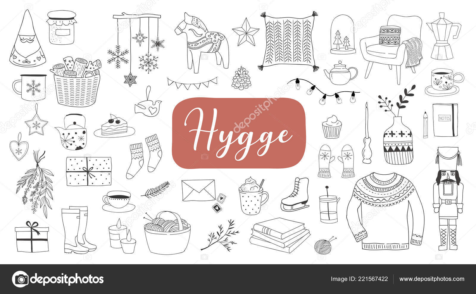 Nordic, Scandinavian winter elements and Hygge concept design, Merry ...