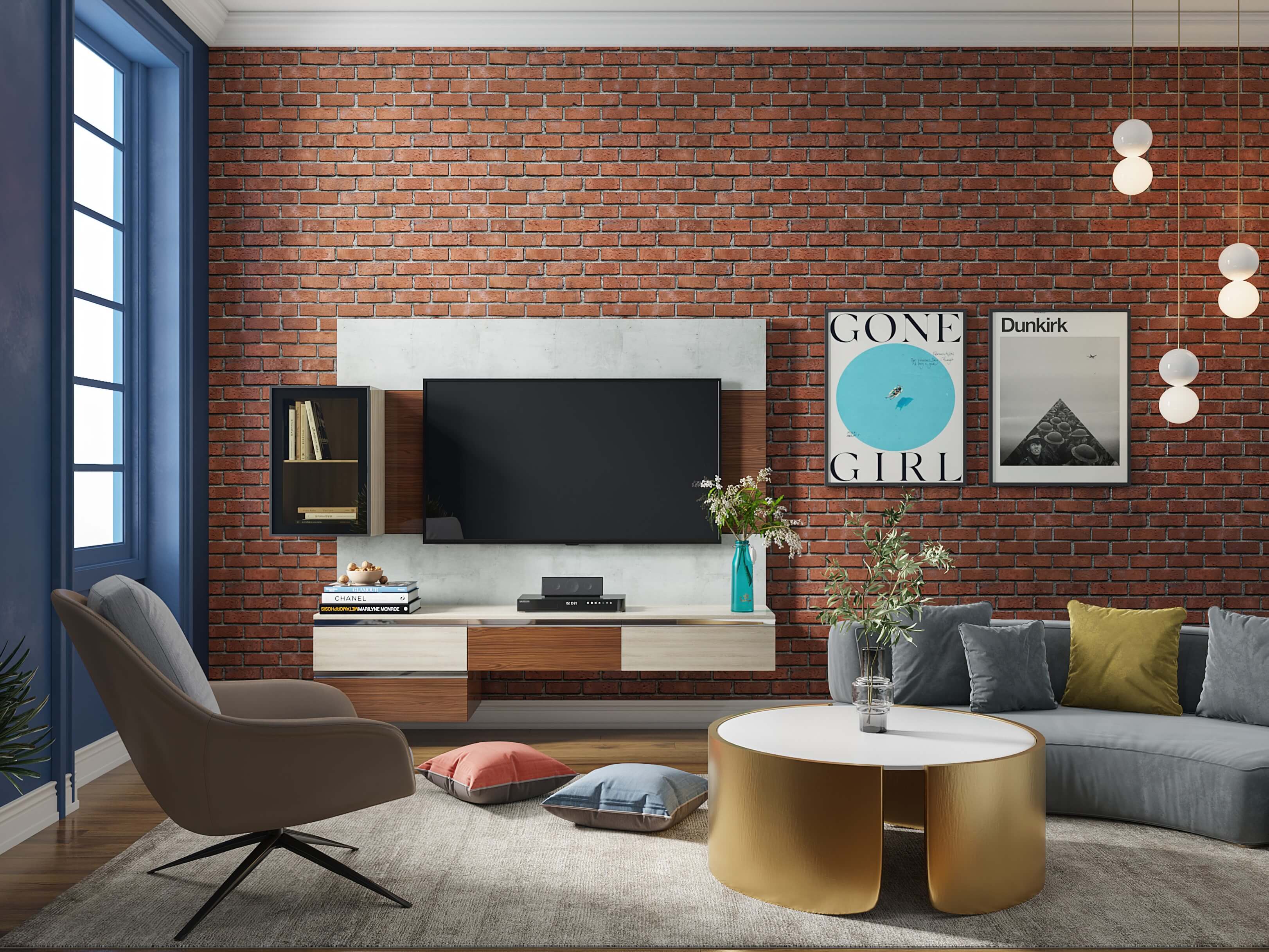Brick Wallpaper Living Room Ideas | Cabinets Matttroy