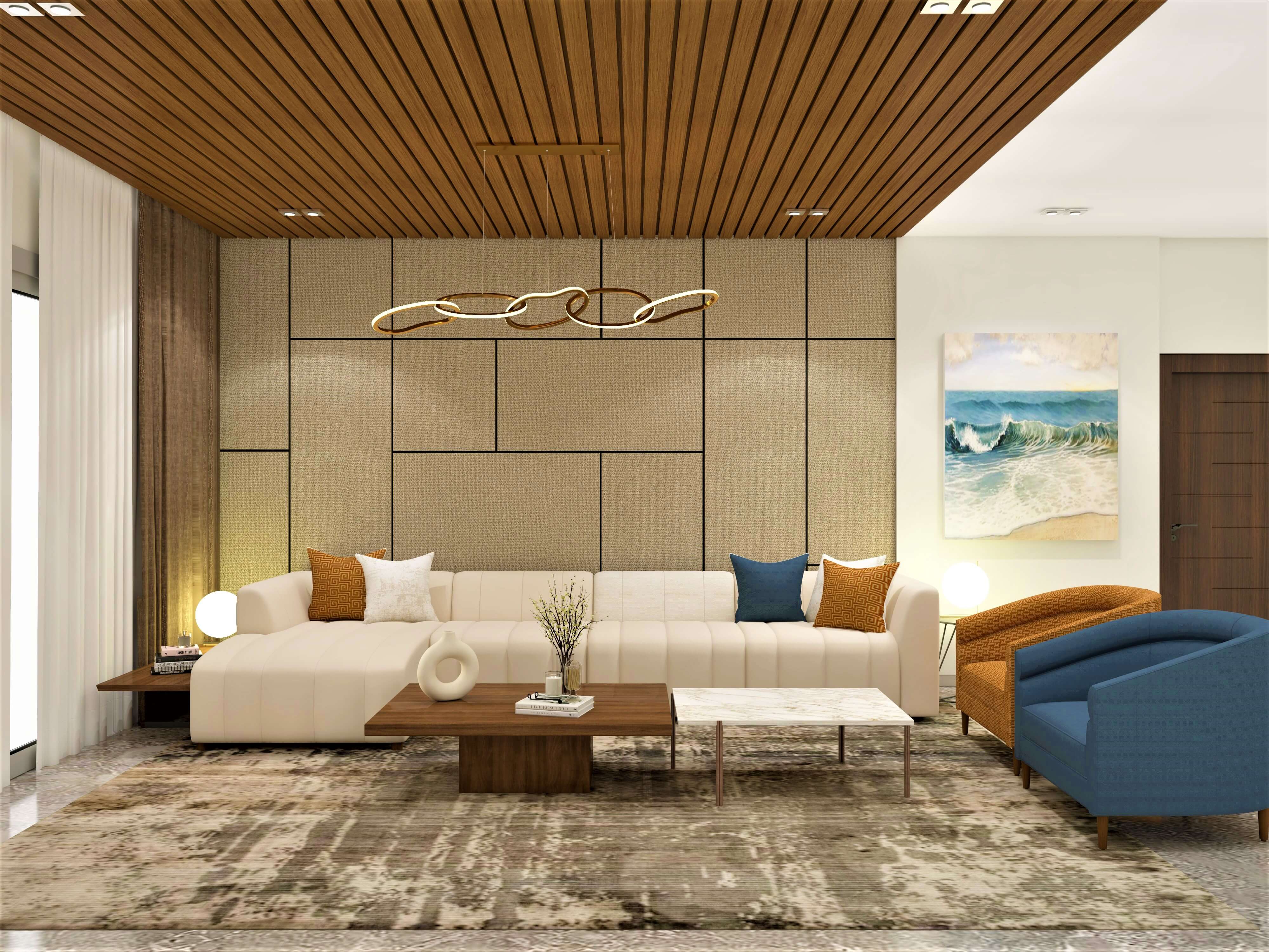 Contemporary Spacious Living Room Design with Wall Panels | Beautiful Homes