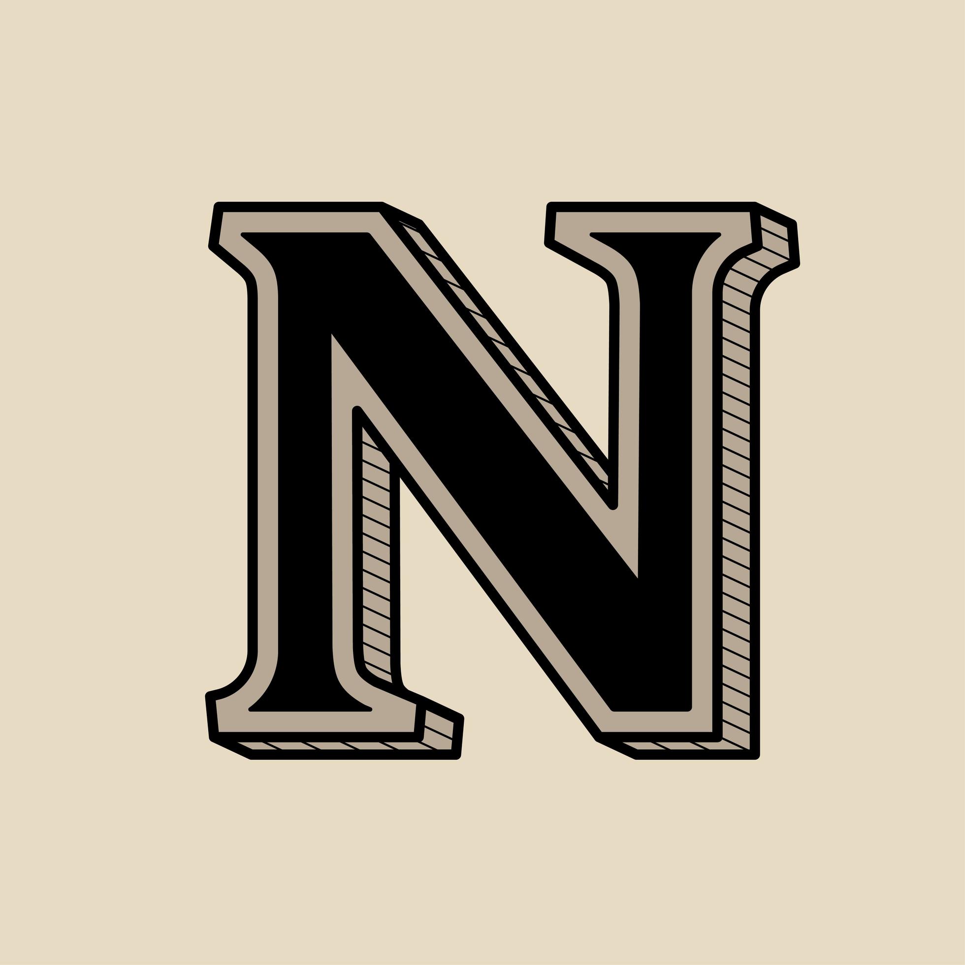 Capital letter N vintage typography style 1218635 Vector Art at Vecteezy
