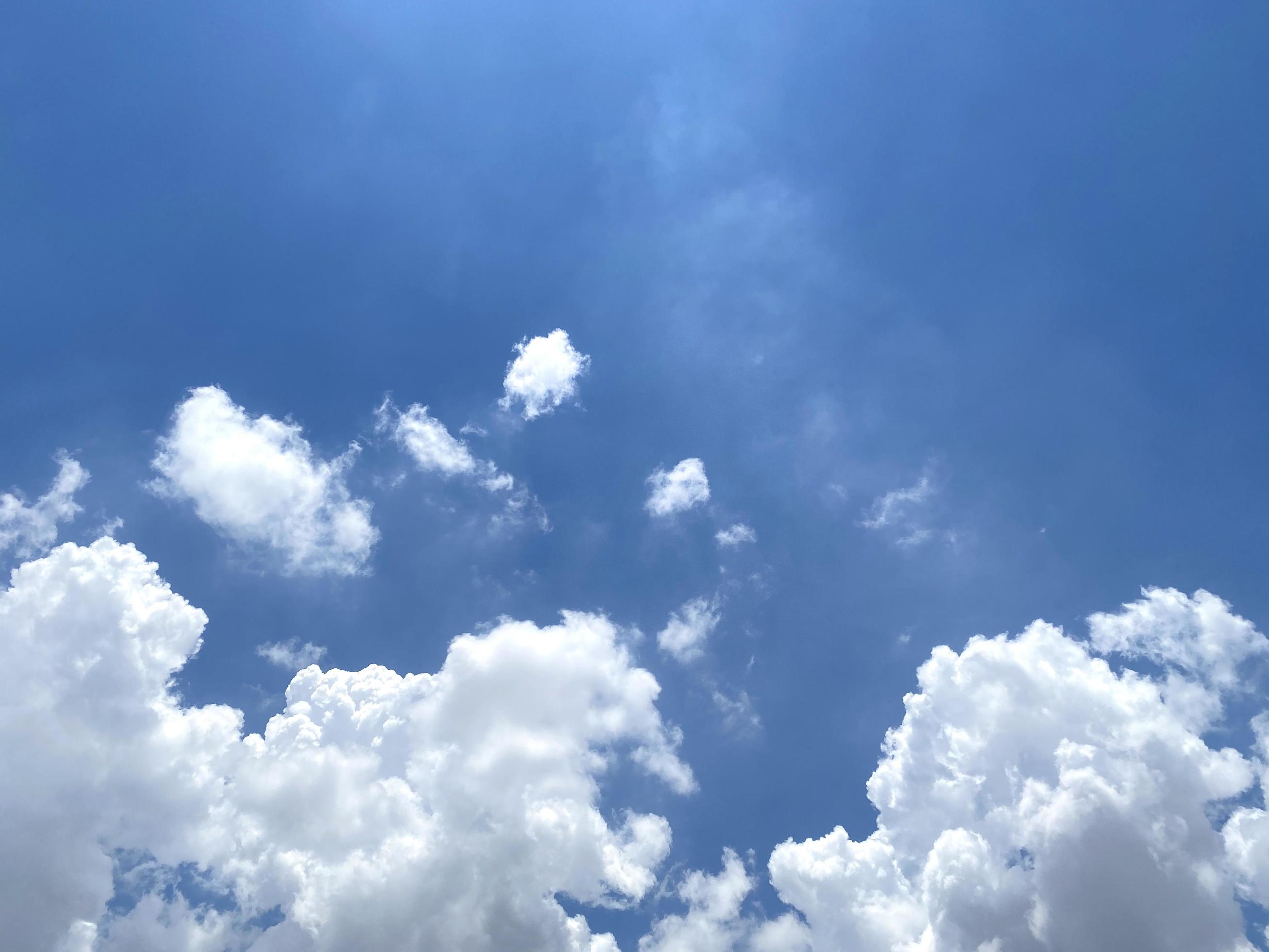 Clean blue sky and white clouds sky background with space for ...