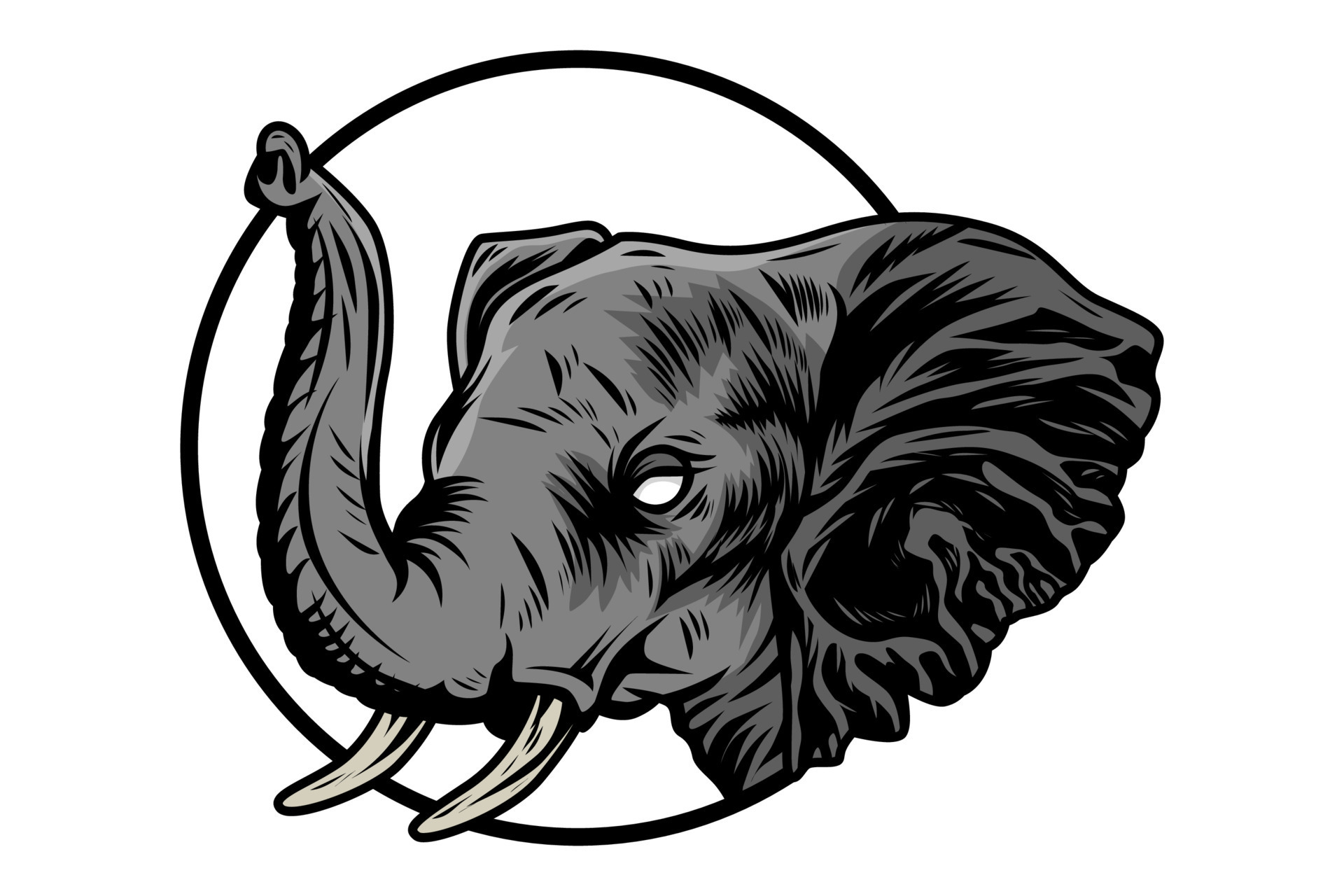 elephant vector logo illustration circle, elephant illustration ...