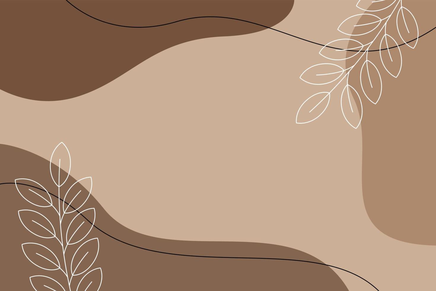 Brown Pastel Abstract Wavey Background With Leaves 16120201 Vector Art ...