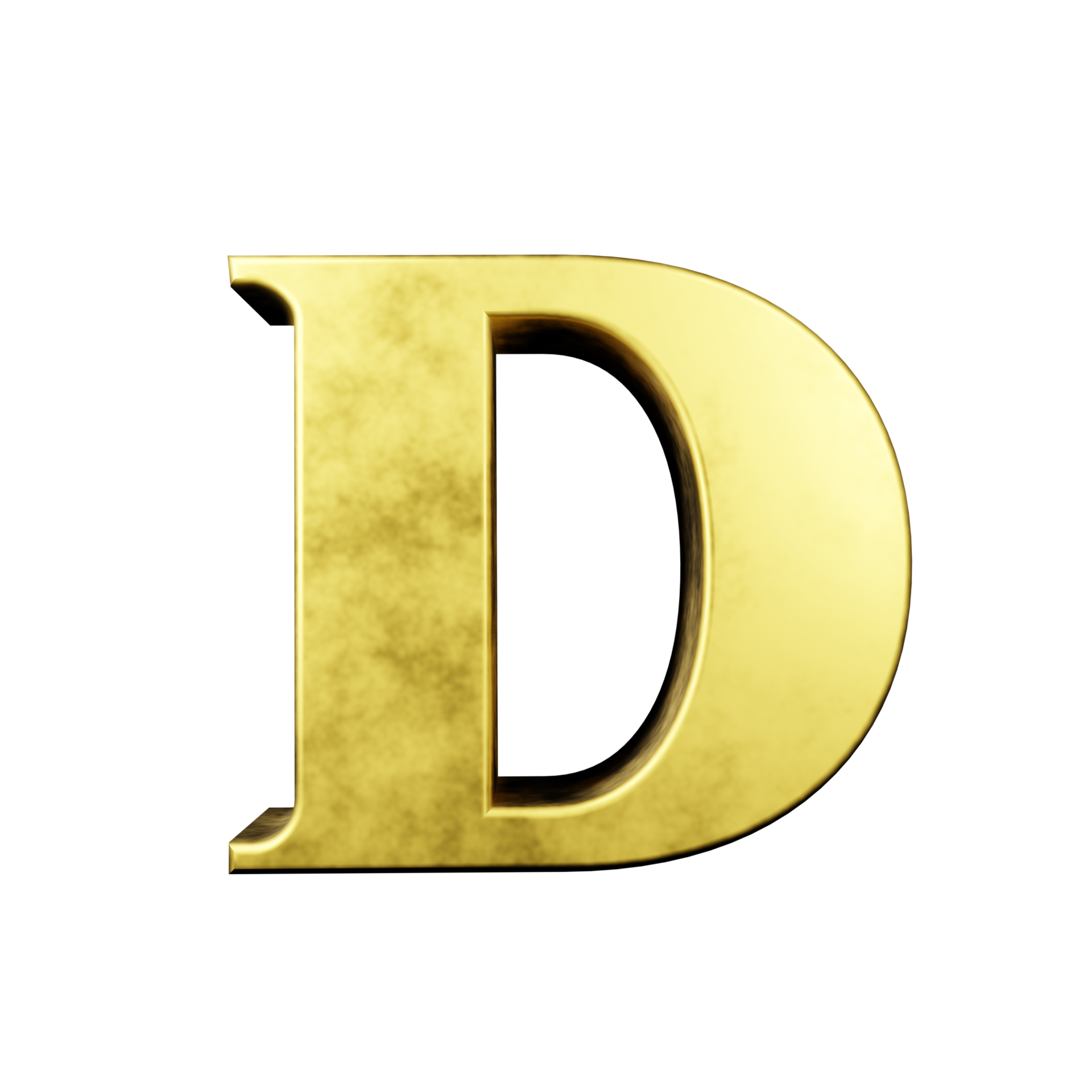 gold text effect letter D. 3d render 16325823 PNG