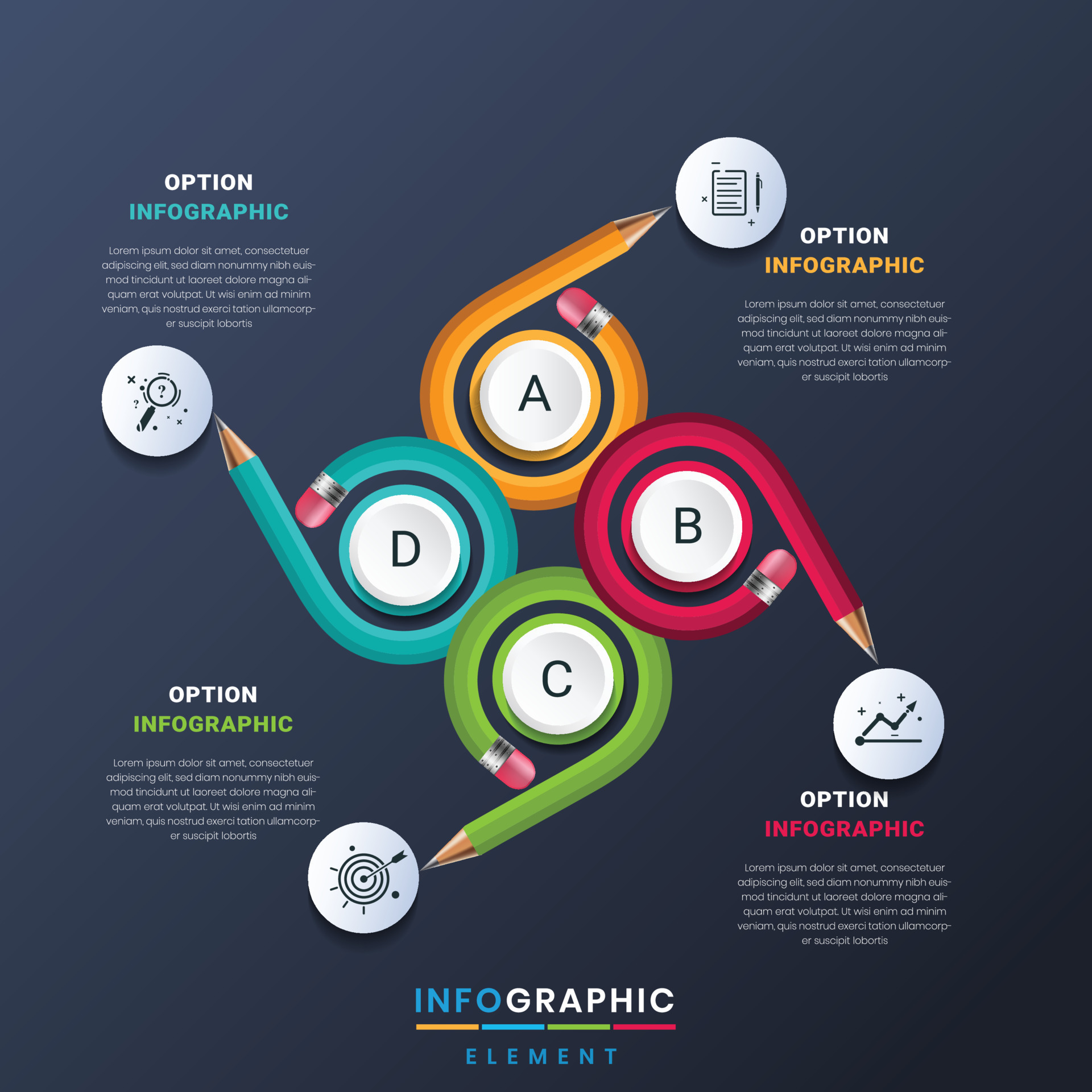 Creative education infographic design template with pencil vector ...