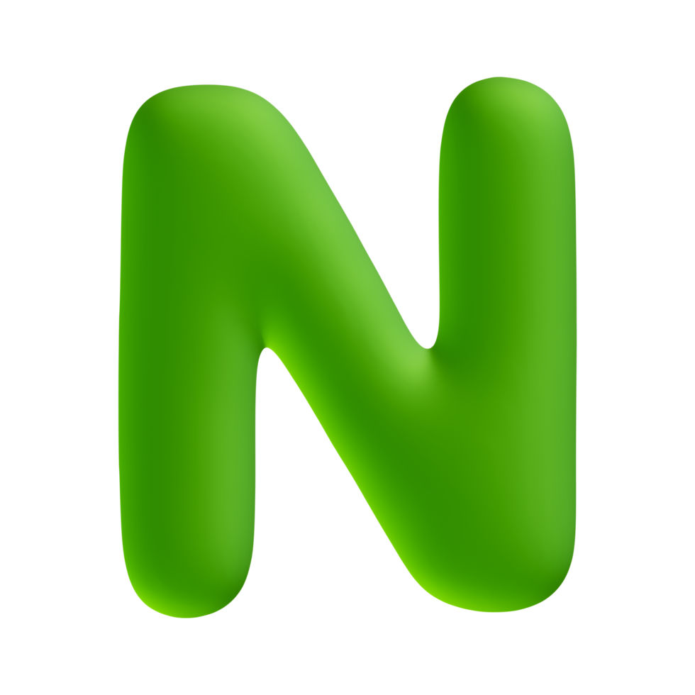 Alphabet letter n green 3d render 19776124 PNG