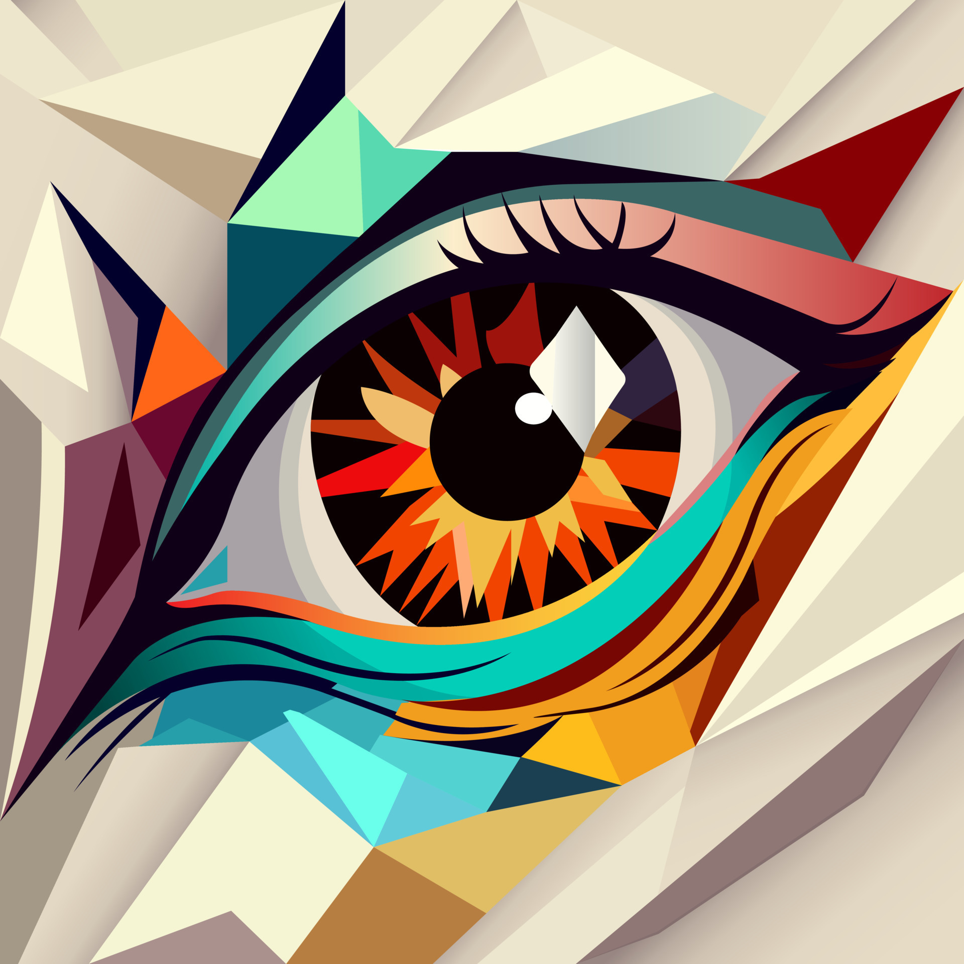 eye in abstract art style, cube style for poster, banner or background ...
