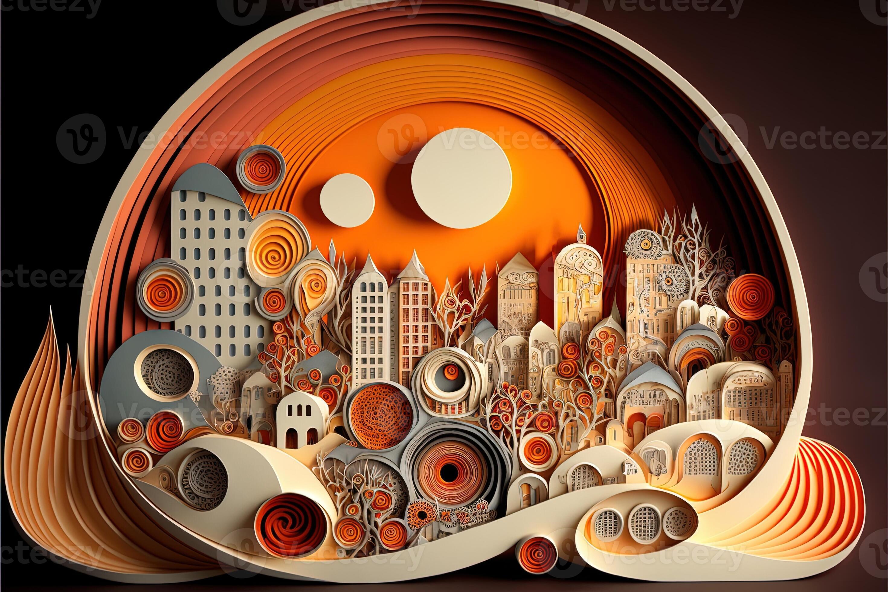 paper quilling style urban design. Multidimensional paper quilling ...
