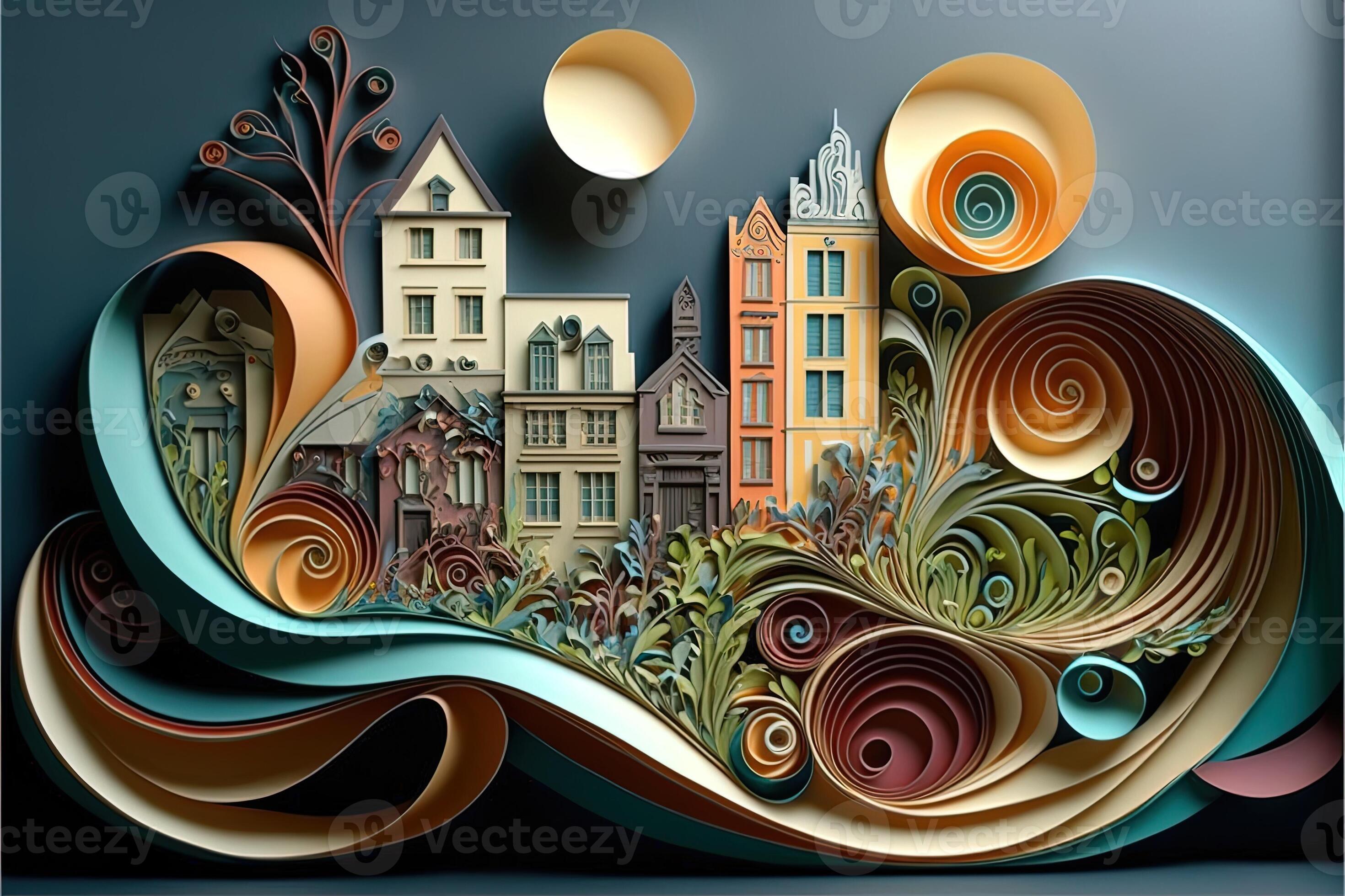 paper quilling style urban design. Multidimensional paper quilling ...