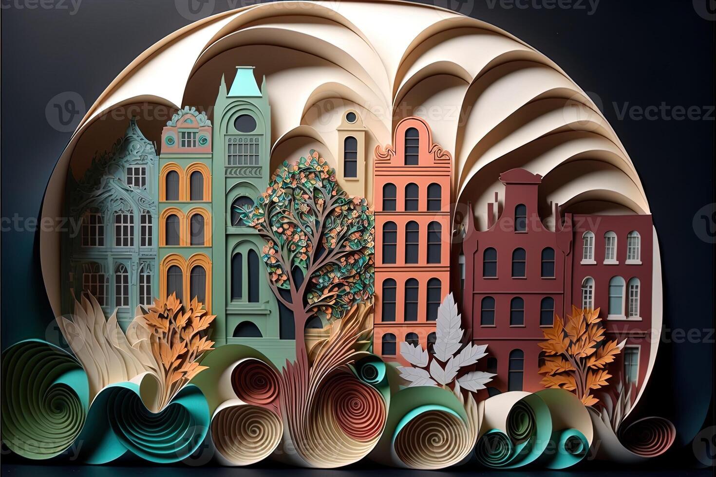 paper quilling style urban design. Multidimensional paper quilling ...