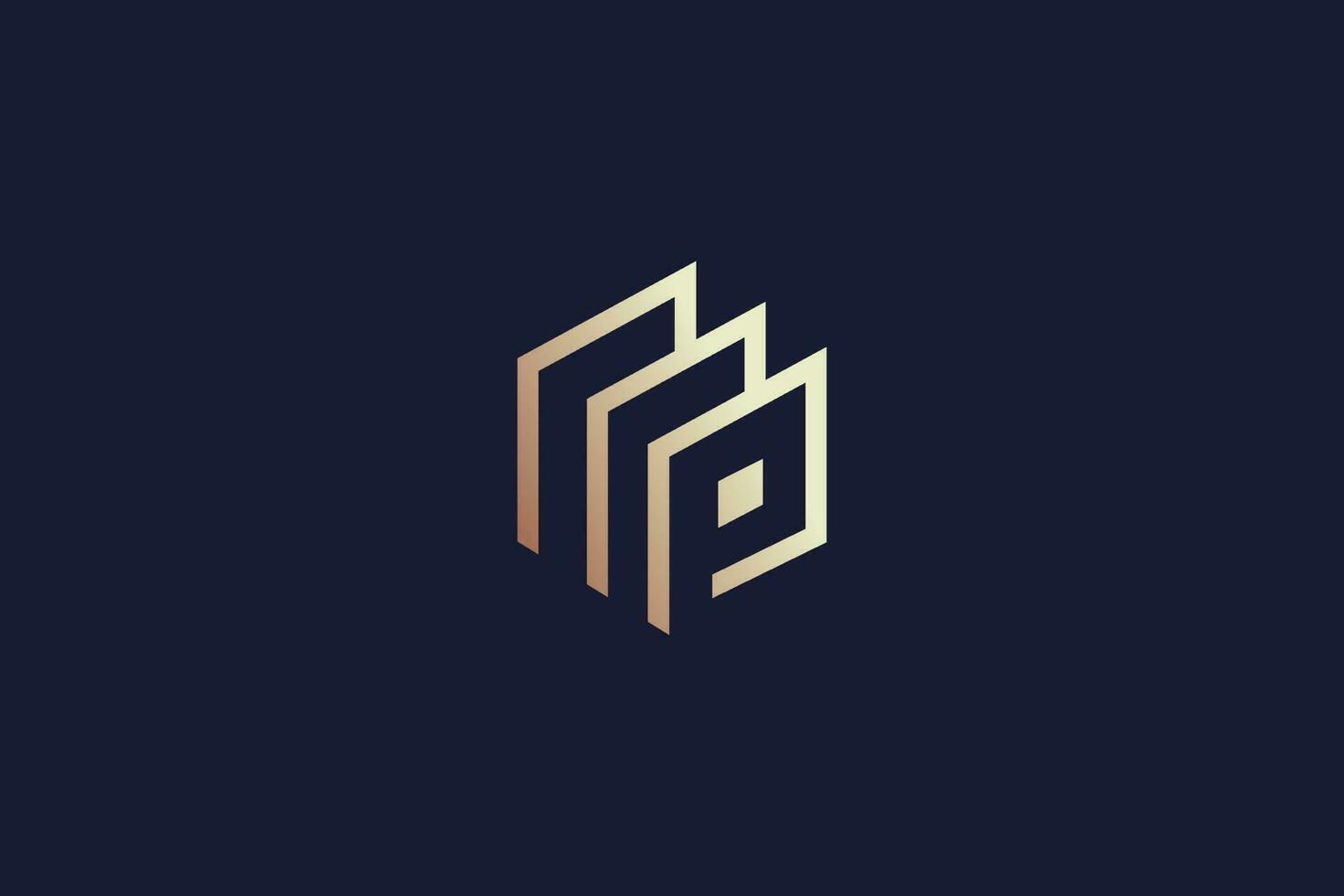 P cube box style line illustration modern typography logo design, p box ...