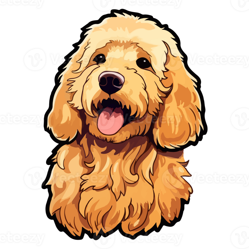 Colorful Golden Doodle Dog, Golden Doodle Portrait, Dog Sticker Clip ...
