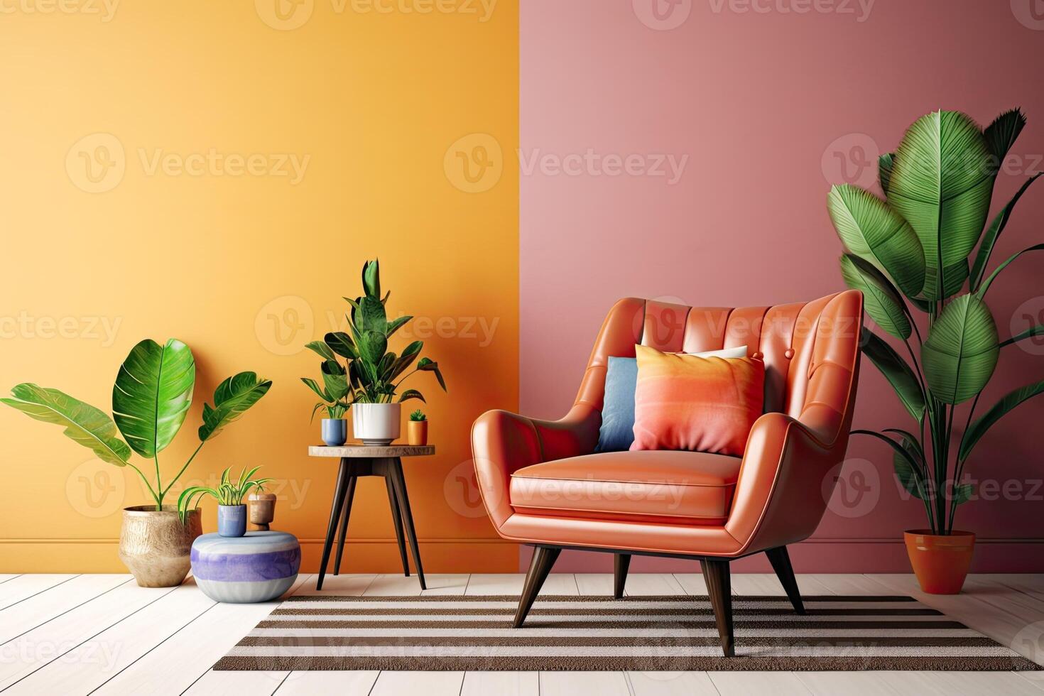 Eclectic Retro Living Room, Warm Tones, 24905538 Stock Photo at Vecteezy