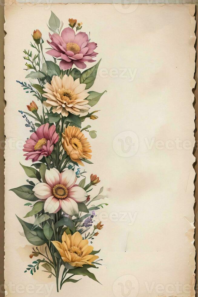 Vintage paper with flowers texture background 30008300 Stock Photo at ...