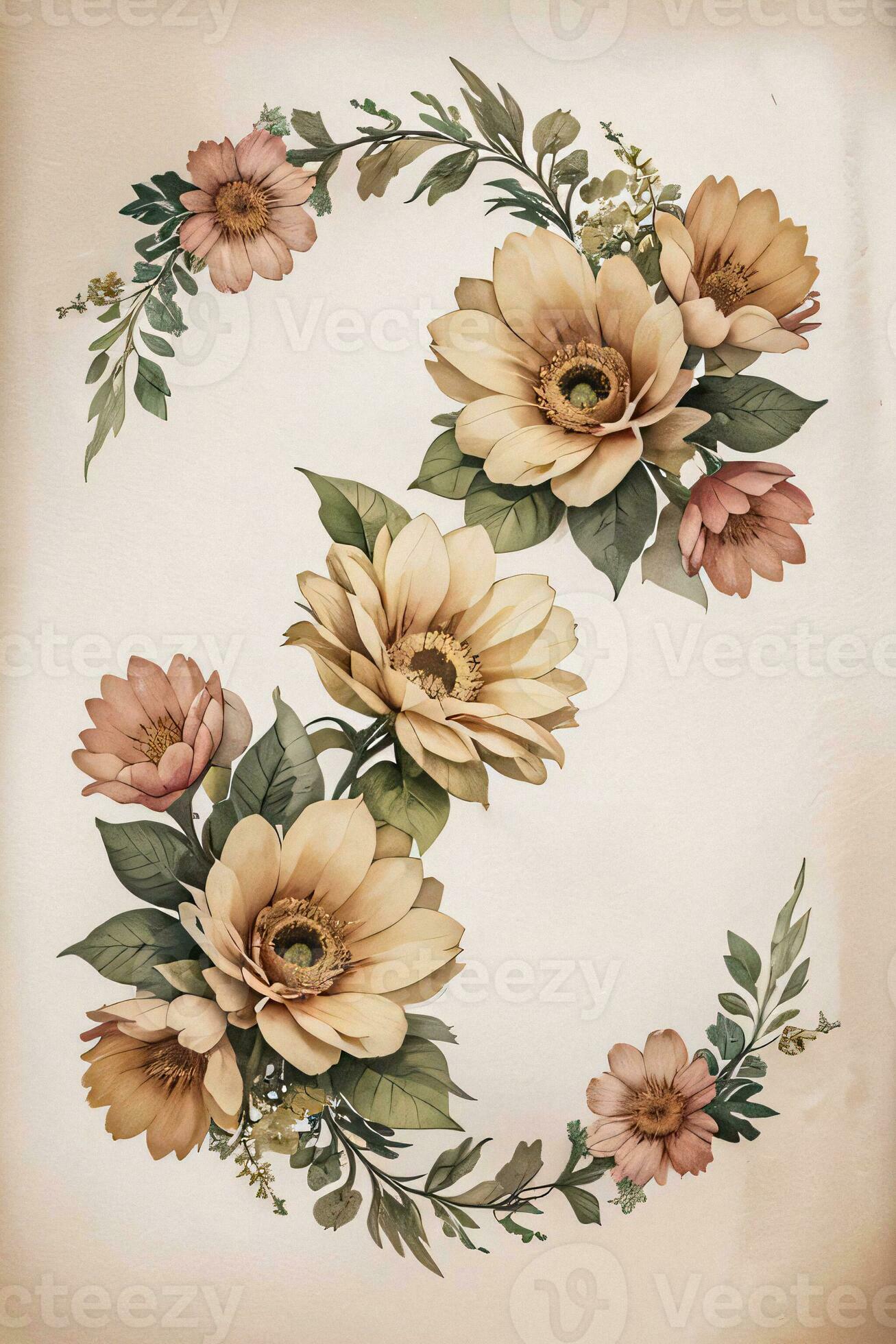 Vintage paper with flowers texture background 30008313 Stock Photo at ...