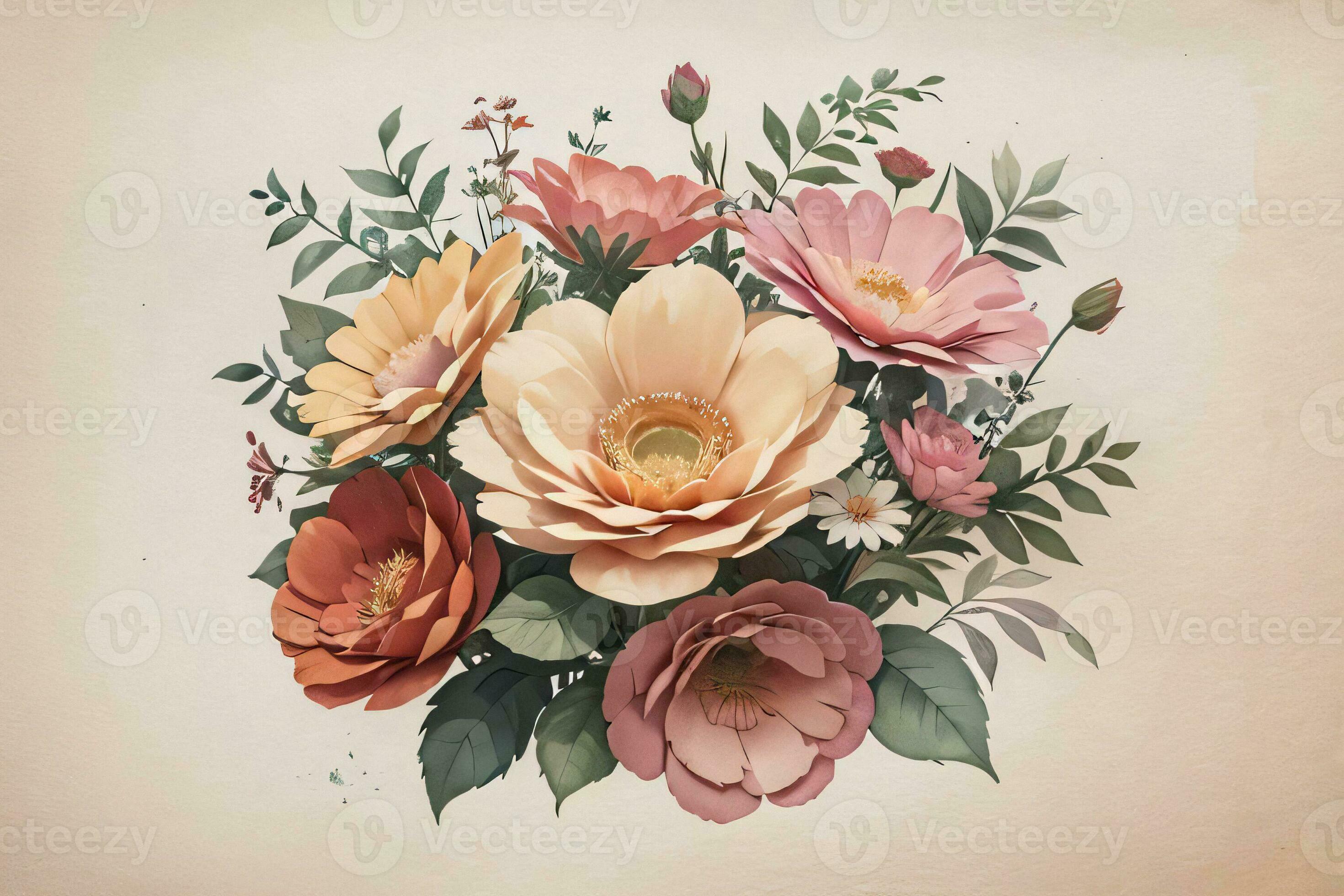 Vintage paper with flowers texture background 30008422 Stock Photo at ...