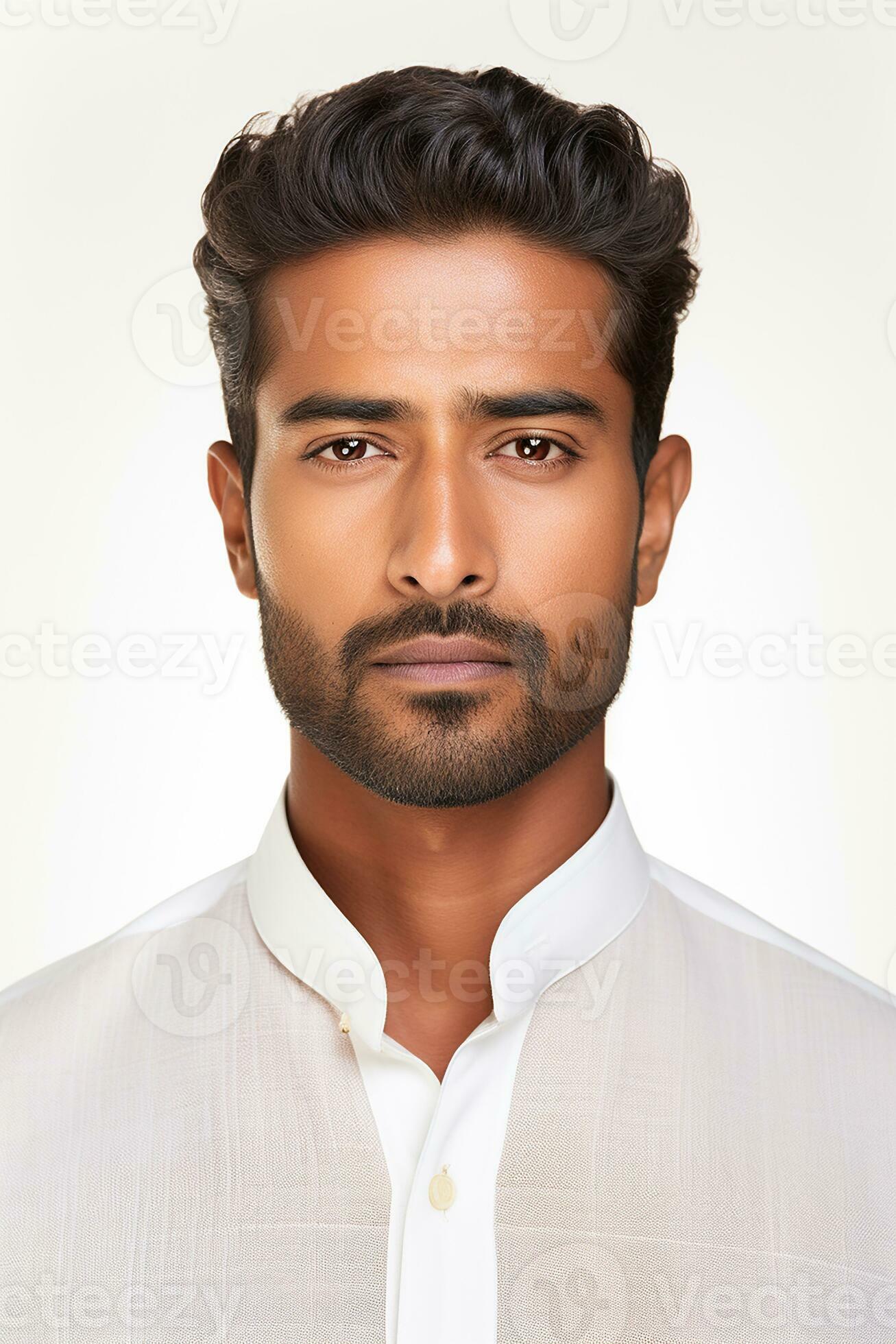 Ai generated Studio portrait of handsome indian man on colour ...