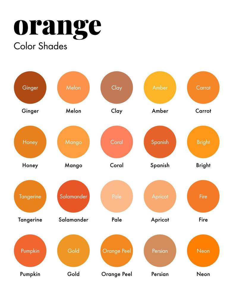 Orange Color Shades Swatches Palette with Names 42384817 Vector Art at ...