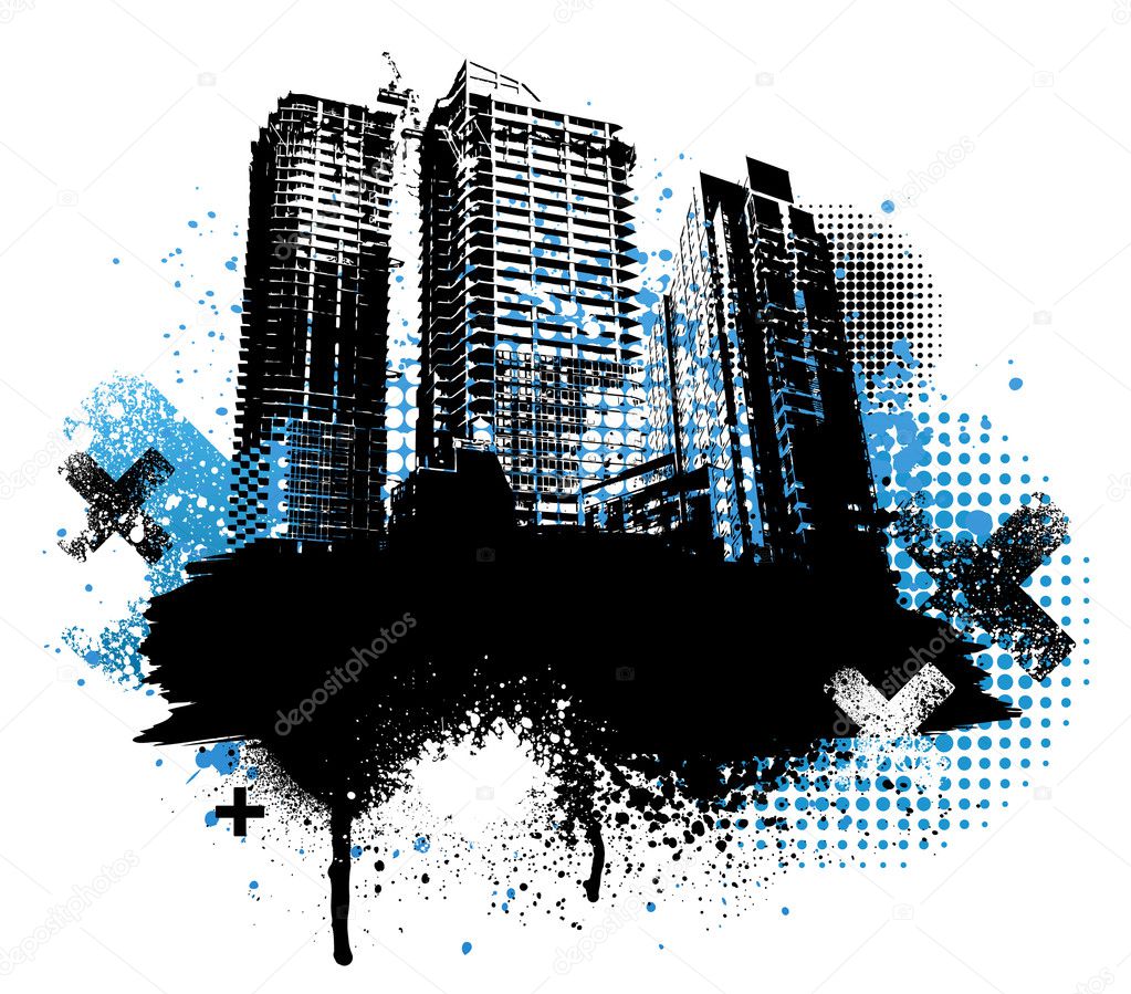 Grunge city design — Stock Vector © emberstock #8074798