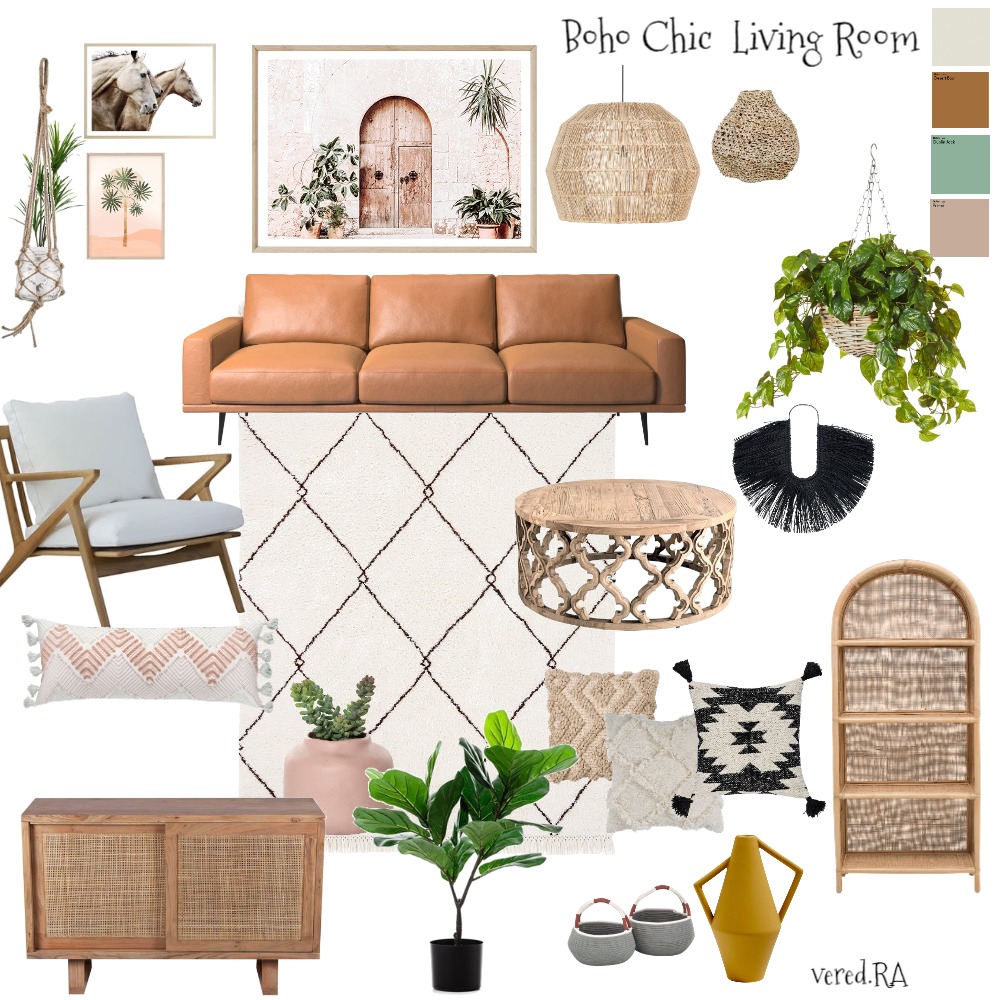 Boho Chic living room Interior Design Mood Board by Vered R.A | Style ...